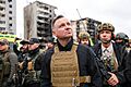 Prezydent Andrzej Duda w zniszczonej Borodziance