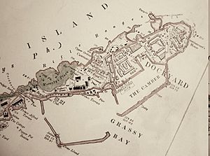 Royal Naval Dockyard Bermuda circa 1899 Ordnance Survey map by Lieutenant Arthur Johnson Savage, RE