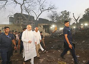 The Union Minister of Home Affairs and Cooperation, Shri Amit Shah visiting the crash site of Air India Flight 171