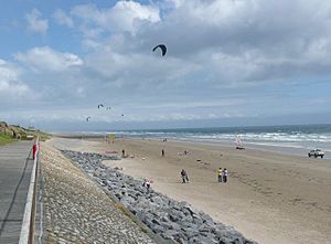 The beach, with kites and sand yachts, Pendine - geograph.org.uk - 942857