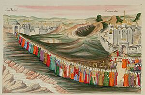 The delegation of the Zemsky Sobor marches to the Kostroma Ipatiev Monastery to inform Mikhail Fedorovich about his election as king