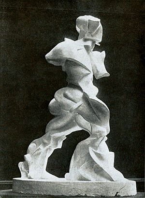 Umberto Boccioni, Spiral Expansion of Muscles in Action, plaster, photograph published in 1914