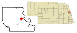 Location of Blair within Washington County and Nebraska
