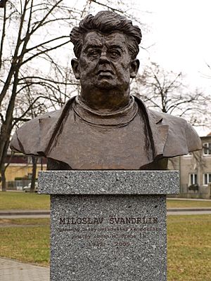 Bust of Švandrlík in Chodov, Prague