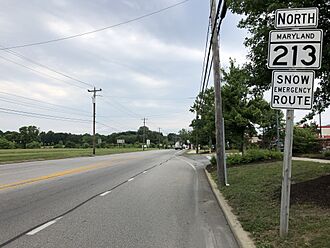 2022-06-22 15 51 53 View north along Maryland State Route 213 (Washington Avenue) at Maryland State Route 291 (Morgnec Road) in Chestertown, Kent County, Maryland
