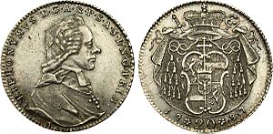 20 kreutzer de l'Archeveché de Salzbourg à l'effigie de Jérôme Colloredo, 1787