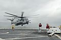 A CH-53E Sea Stallion helicopter lands aboard USS Mesa Verde. (29564408643)