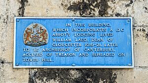 Abbot's lodge plaque at Gloucester Cathedral