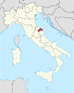 Map with the province of Ancona in Italy
