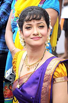 Ankita Lokhande on the sets of Pavitra Rishta