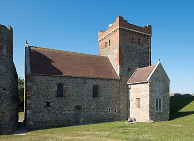 Church of St Mary-in-Castro, Dover Castle from the south-west