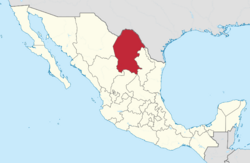 Coahuila in Mexico (location map scheme)