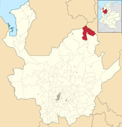 Location of the municipality and town of Nechí in the Antioquia Department of Colombia