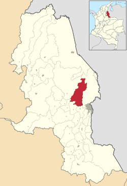 Location of the municipality and town of El Zulia in the Norte de Santander Department of Colombia.