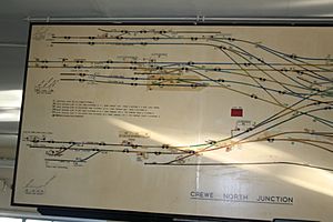 Crewe North Junction track diagram from Chester side