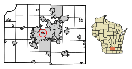 Location of Shorewood Hills in Dane County, Wisconsin.