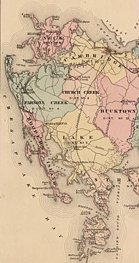 1877 map of western Dorchester County showing Hoopers Island