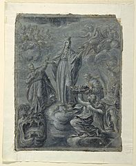 Drawing, Recto- Coronation of the Virgin, ca. 1630 (CH 18550783)