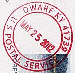 Dwarf, Kentucky Postmark