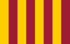 eight alternating vertical yellow and burgundy stripes