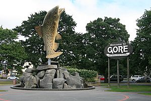 Sculpture of Brown Trout at the northern entrance to Gore