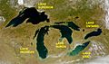 Great Lakes from space crop labeled