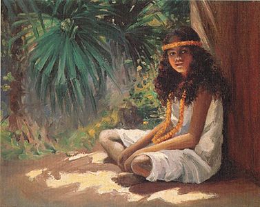 Helen Thomas Dranga - 'Portrait of a Polynesian Girl', oil on canvas, c. 1910