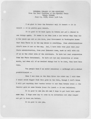 Informal Remarks of the President in Imlay, Nevada - NARA - 197812