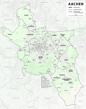Karte Aachen Stadtbezirke