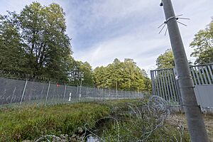 Lithuania Belarus border barrier in 2023