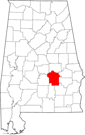 Map of Alabama highlighting Montgomery County