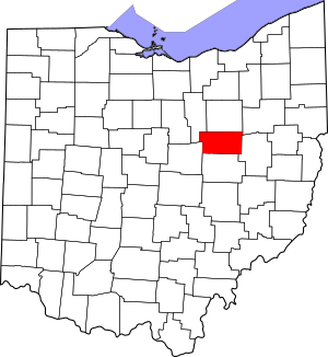 Map of Ohio highlighting Holmes County