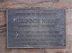 Murdoch Nisbet Memorial plaque. Loudoun Parish Church, Newmilns, East Ayrshire