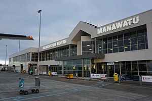 Palmerston North Airport Terminal building from apron