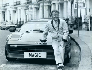Paul Daniels with Ferrari & number plate 1982