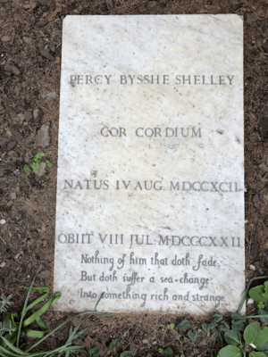Percy Shelley gravestone with clear text