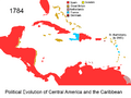 Political Evolution of Central America and the Caribbean 1784 na