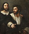 Portrait de l'artiste avec un ami, by Raffaello Sanzio, from C2RMF retouched