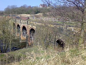 Prestolee aqueduct from riverbank