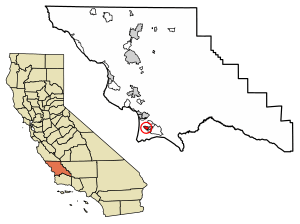 Location of Callender in San Luis Obispo County, California.