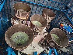 Saturn V main rockets in the back