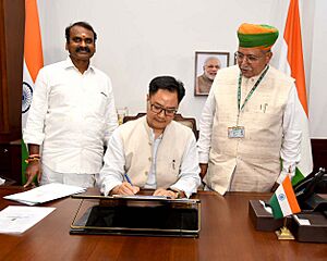 Shri Kiren Rijiju assuming charge as the Union Minister for Parliamentary Affairs
