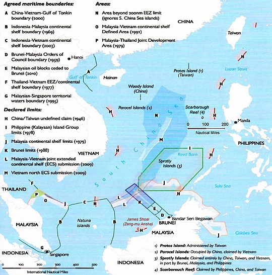 South China Sea Claims and Boundary Agreements 2012