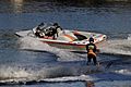 Speed boat and water skiier