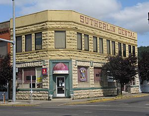 The historic Sutherlin Bank Building (built 1910), located at 101 West Central Avenue in Sutherlin