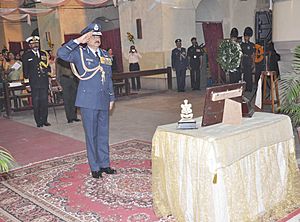 The Chief of the Air Staff, Air Chief Marshal N.A.K. Browne leads ‘Remembrance Day’ tribute, in Delhi on November 13, 2011