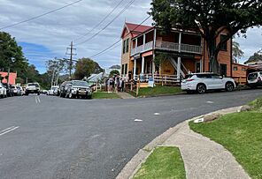 Tilba, New South Wales looking southeast along Bate Street, Station Street to the west and right