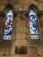Two panelled stained glass windows in St Thomas' Church, North Sydney