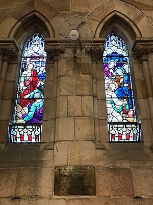 Two panelled stained glass windows in St Thomas' Church, North Sydney