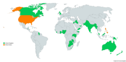 Map indicating locations of United Kingdom and United States